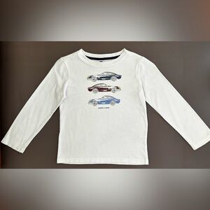 Janie And Jack Kid Boy Car Collection Tee Shirt Long Sleeve, White, 5US, Cotton